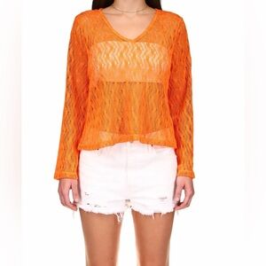 Sanctuary Clothing In The Moment Crochet Top Size M Orange Boho Beachy Hipster